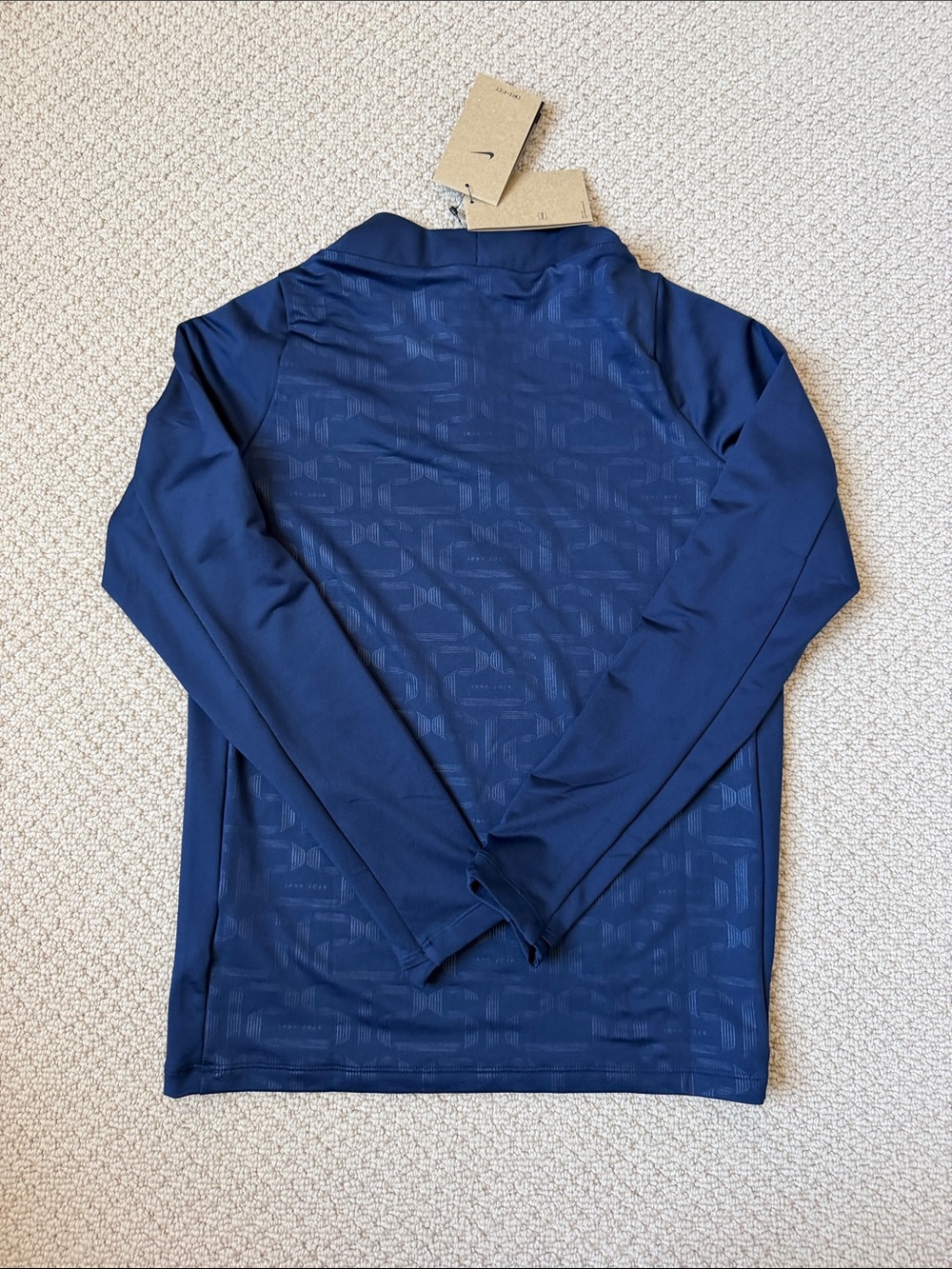 Nike Kids' Navy Long-Sleeve FC Barcelona Training Top with Yellow Accents - Picture 3 of 3